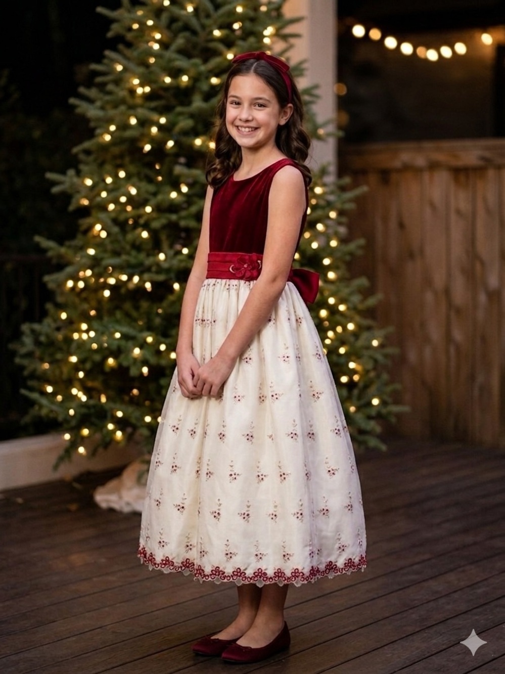 CINDERELLA Vintage Inspired Embroidered Holiday Dress 12 Red/Ivory EUC
